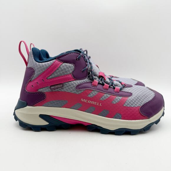 Merrell Kids Moab Speed 2 Mid Hiking Sneakers US 7 M Pink Purple Waterproof NIB - Picture 3 of 12